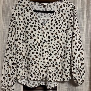 Leopard Print Button-Up Blouse